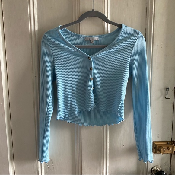 Baby Blue Ruffled Long Sleeve - Picture 6 of 7